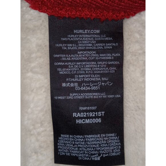 Hurley Icon Staples Beanie Hat One Size Fits Most Red White Logo New with Tags - Picture 4 of 4